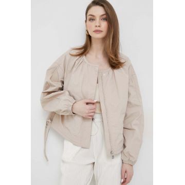 Dkny geaca femei, culoarea bej, de tranzitie