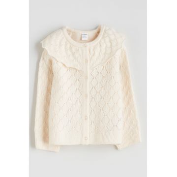 Cardigan cu model pointelle si guler