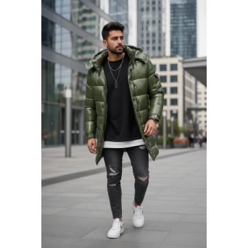 Geaca barbati de iarna  lunga  kaki 5132
