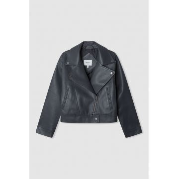 Jacheta biker cu fermoar