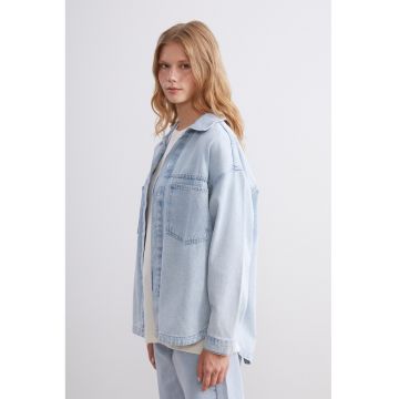 Jacheta-camasa din denim cu capse