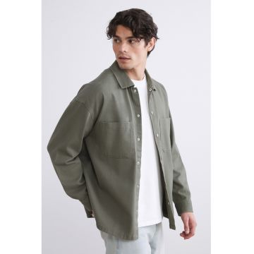 Jacheta-camasa relaxed fit cu buzunare pe piept