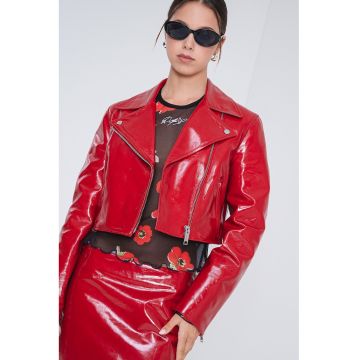 Jacheta crop cu fermoar