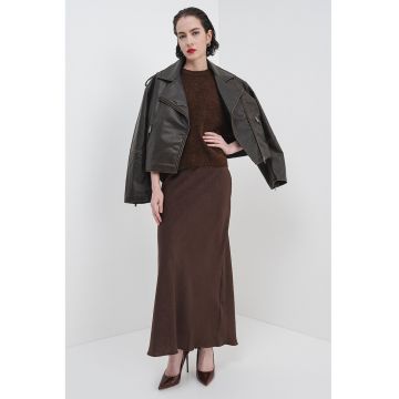 Jacheta crop de piele ecologica