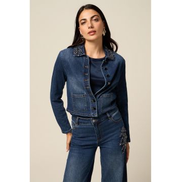 Jacheta crop din denim