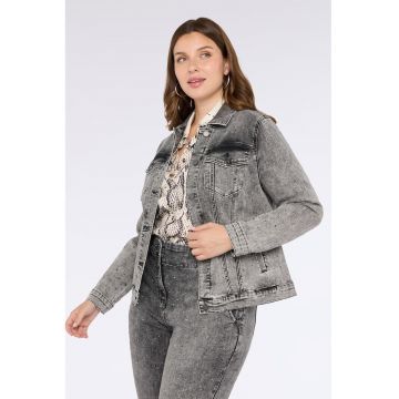 Jacheta din denim cu aplicatii din strasuri