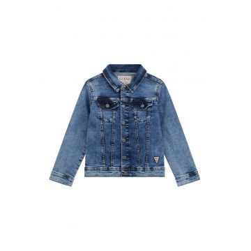 Jacheta din denim cu aspect decolorat