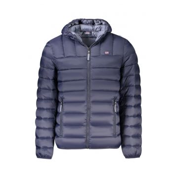 Jacheta matlasta barbati - cu 2 buzunare exterioare - gluga - logo - Bleumarin -
