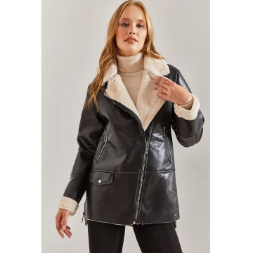 blana artificiala  cu model si guler sal - textil