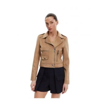 Geaca dama -  MORGAN-241-GOUSMI 969 CAMEL - imitatie de piele - bej - 100% ecologica