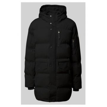 Geaca lunga barbati cu gluga - rezistenta la apa - Regular fit - Negru