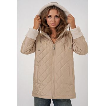 Geaca lunga dama -  Textil - Bej -