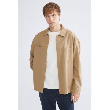 Jacheta-camasa relaxed fit cu buzunare pe piept