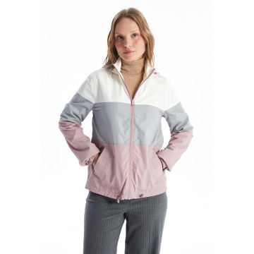 Jacheta de ploaie colorblock cu gluga