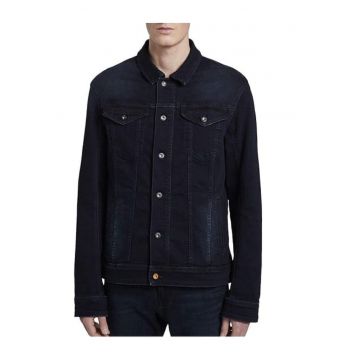 Jacheta din denim cu buzunare aplicate -