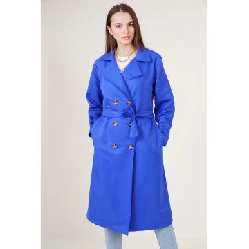 Palton dama -  Textil - Albastru royal -