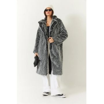 Palton lung -  Fleece - Gri