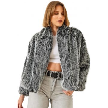 Palton Sahte Kurk -  Blana artificiala - Gri Palton Sahte Kurk -  Blana artificiala - Gri