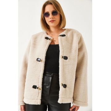 Palton scurt dama -  textil - bej