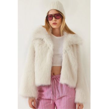 Palton scurt -  Fleece - Alb