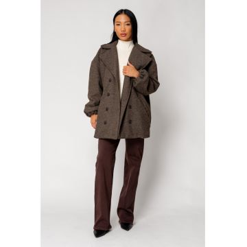 Palton scurt Oversized Brown 18254