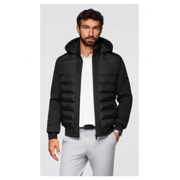 Jacheta bomber matlasata cu gluga si maneci tricotate  OM-JALP-0298