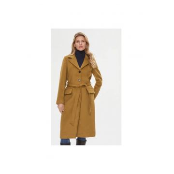 Palton dama -  302996414 - Lana/Poliester reciclat - Maro