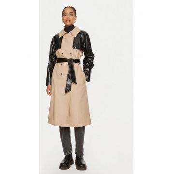 Trench dama -  304280245 - Bumbac/Piele ecologica - Bej
