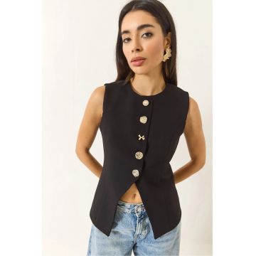 Vesta dama -  Textil - Negru