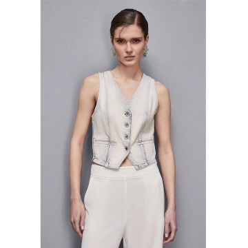 Vesta din denim cu croiala slim