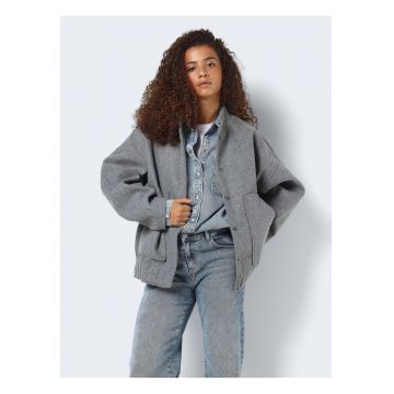 Geaca bomber  supradimensionata - guler inalt - maneci lungi - gri - poliester