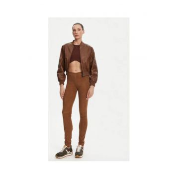 Geaca dama -  stretchy - piele naturala - maro
