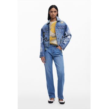 Jacheta din denim cu broderie