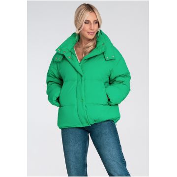 Geaca de dama -  verde - supradimensionata - cu gluga - din puf sintetic Geaca de dama -  verde - supradimensionata - cu gluga - din puf sintetic