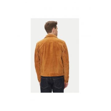 Geaca din piele barbati  JEANS JACKET SUEDE - Piele naturala - Maro