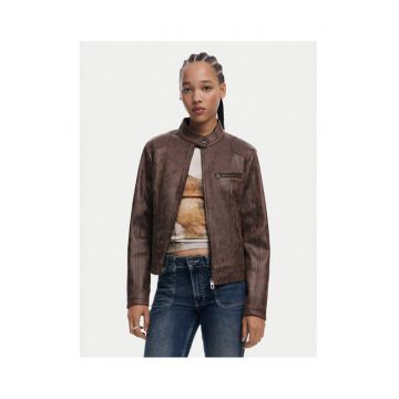 Geaca din piele dama  25SWEW46 - Poliester reciclat - Maro - Maro