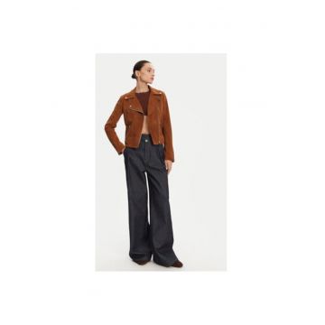 Geaca din piele dama  OXFORD VS - Piele intoarsa - Maro