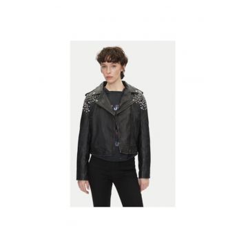 Geaca din piele dama  PL402523 - Piele naturala - Negru