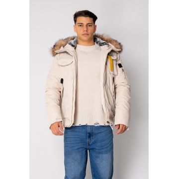 Geaca Heavy cu fermoar si buzunare Beige 18966