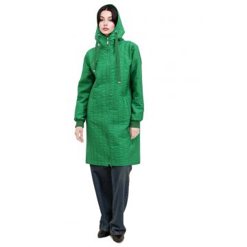 Geaca lunga dama -  Verde - Poliester -