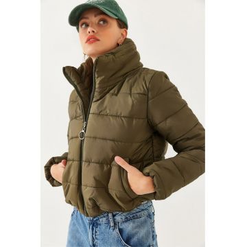 Geaca scurta dama -  poliester - kaki