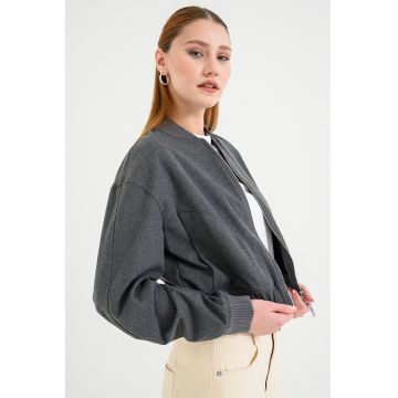 Jacheta bomber crop cu terminatie elastica Amirana