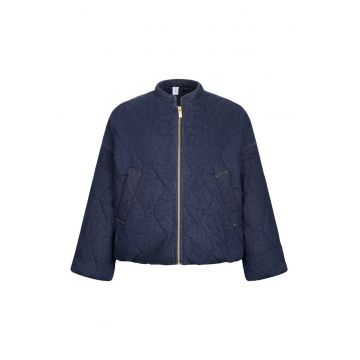 Jacheta bomber din denim cu aspect matlasat