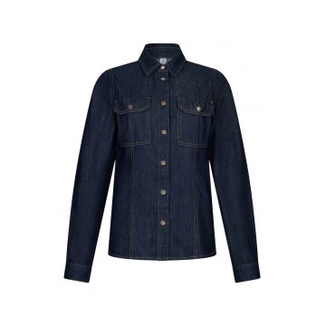 Jacheta-camasa din denim cu buzunare pe piept
