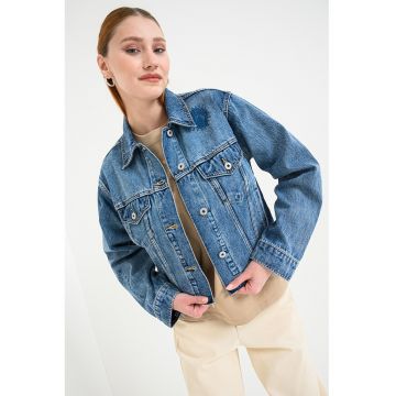 Jacheta crop de denim Anouk