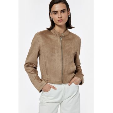 Jacheta crop Radford de piele intoarsa ecologica