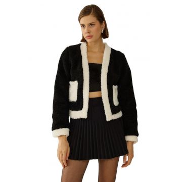 Jacheta dama -  Sherpa - Negru - Poliester
