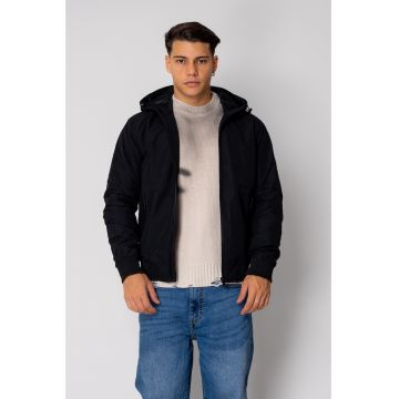 Jacheta de fas cu fermoar si gluga Black 18946