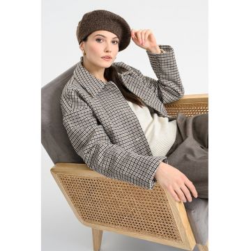 Jacheta din amestec de lana cu model houndstooth