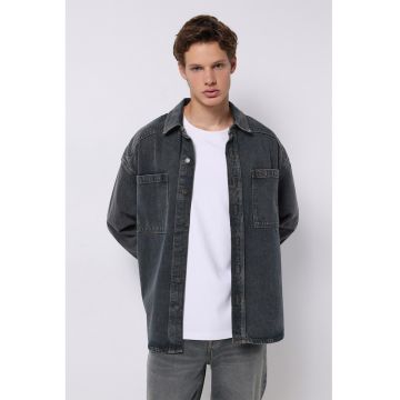 Jacheta din denim cu buzunare aplicate Jacheta din denim cu buzunare aplicate